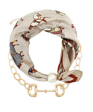 Load image into Gallery viewer, Pearl Scarf &amp; Horsebit Necklace Set
