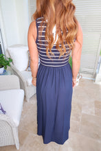 Load image into Gallery viewer, Rinley Stripe Tank Midi Dress-Navy
