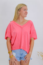 Load image into Gallery viewer, Necessary Love Oversized V Neck Tee-Coral
