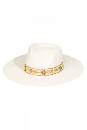 Embroidered Strap Fedora Fashion Hat