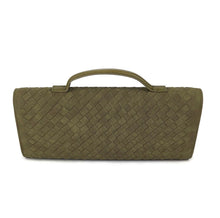 Load image into Gallery viewer, Woven Metal Twist Clutch - Olive Suede
