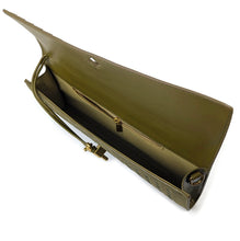 Load image into Gallery viewer, Woven Metal Twist Clutch - Olive Suede
