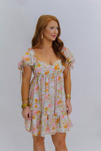 Load image into Gallery viewer, Peony Floral Mini Dress- Light Blue
