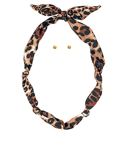 Leopard Printed Scarf Necklace Set
