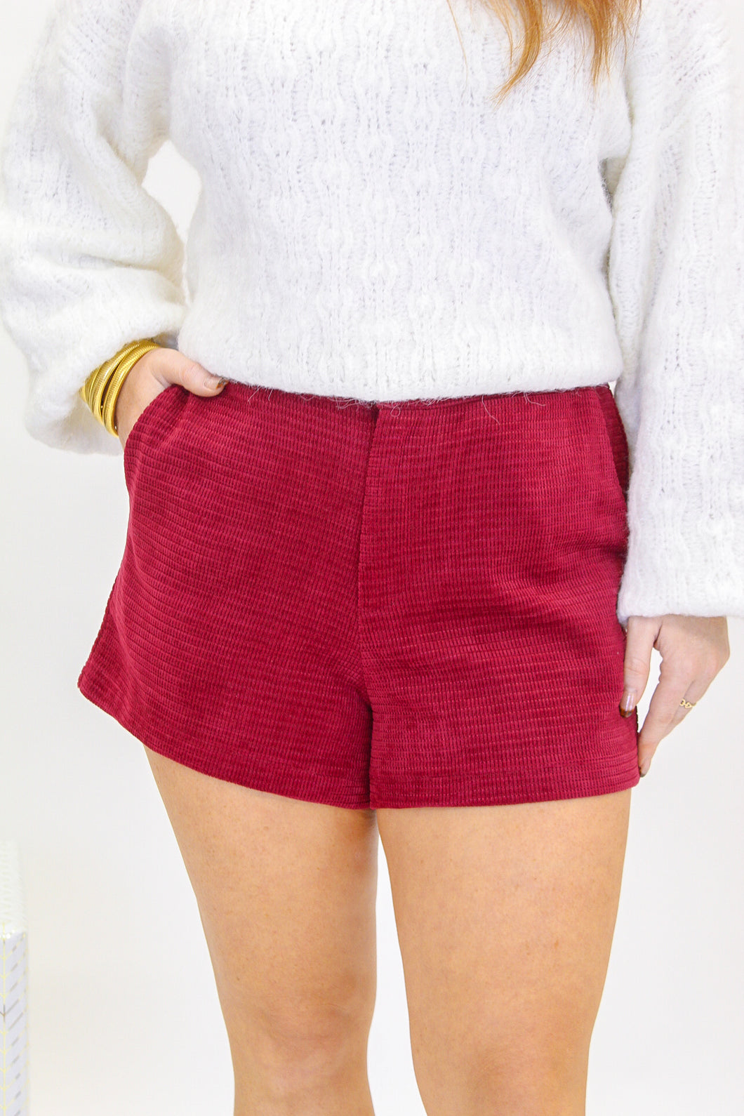 Loving You Corduroy Shorts- Burgundy