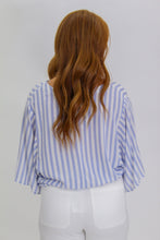 Load image into Gallery viewer, Relaxed Livin Stripped Surplice Top- Blue
