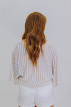 Load image into Gallery viewer, Relaxed Livin Stripped Surplice Top- Taupe
