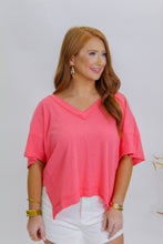 Load image into Gallery viewer, Necessary Love Oversized V Neck Tee-Coral
