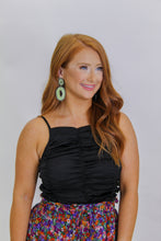 Load image into Gallery viewer, Casual Weekend Shirred Cropped Cami- Black
