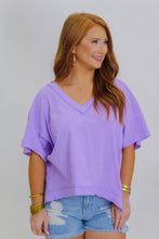 Load image into Gallery viewer, Necessary Love Oversized V Neck Tee- Lavender
