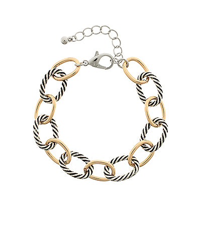 Two-Tone Rope Textured Link Bracelet