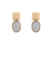 Load image into Gallery viewer, Textured Square &amp; Oval Stone Earrings
