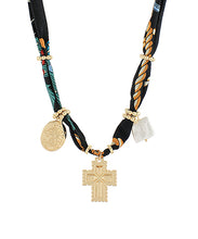 Load image into Gallery viewer, Cross &amp; Multi Charm Scarf Necklace
