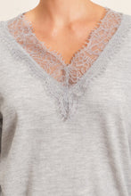 Load image into Gallery viewer, Delicate Lace Trim Knit Sweater-Gray

