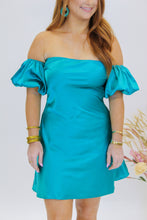 Load image into Gallery viewer, Speak Chic Satin Mini Dress- Teal
