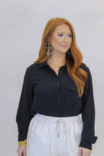 Load image into Gallery viewer, Brooklyn Button Down Top- Black

