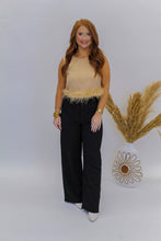Load image into Gallery viewer, Riley Sleeveless Feather Trim Top- Taupe
