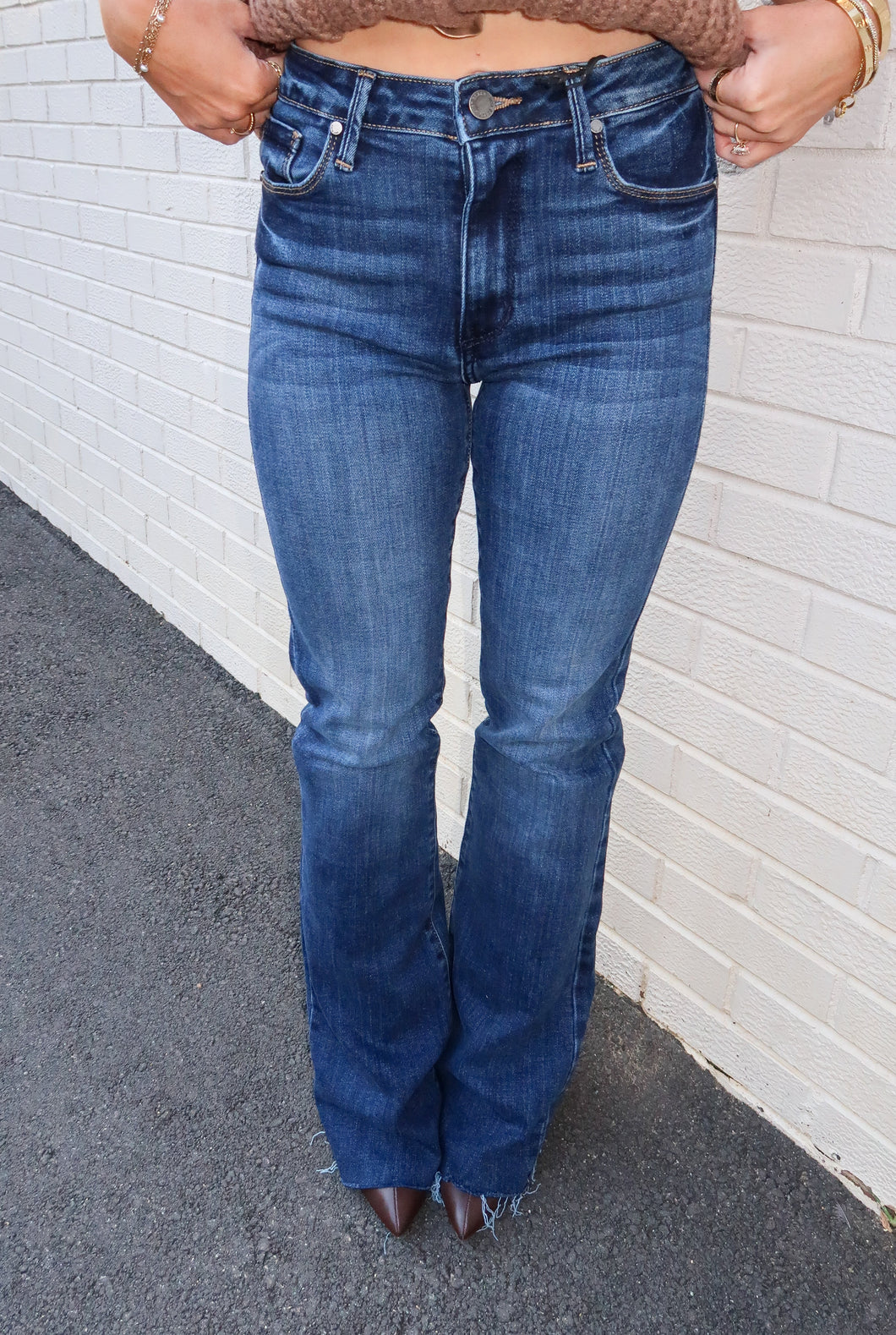 York High Rise Flare Jean- Dark Denim