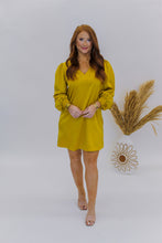 Load image into Gallery viewer, Marley V Neck Long Sleeve Dress- Mustard
