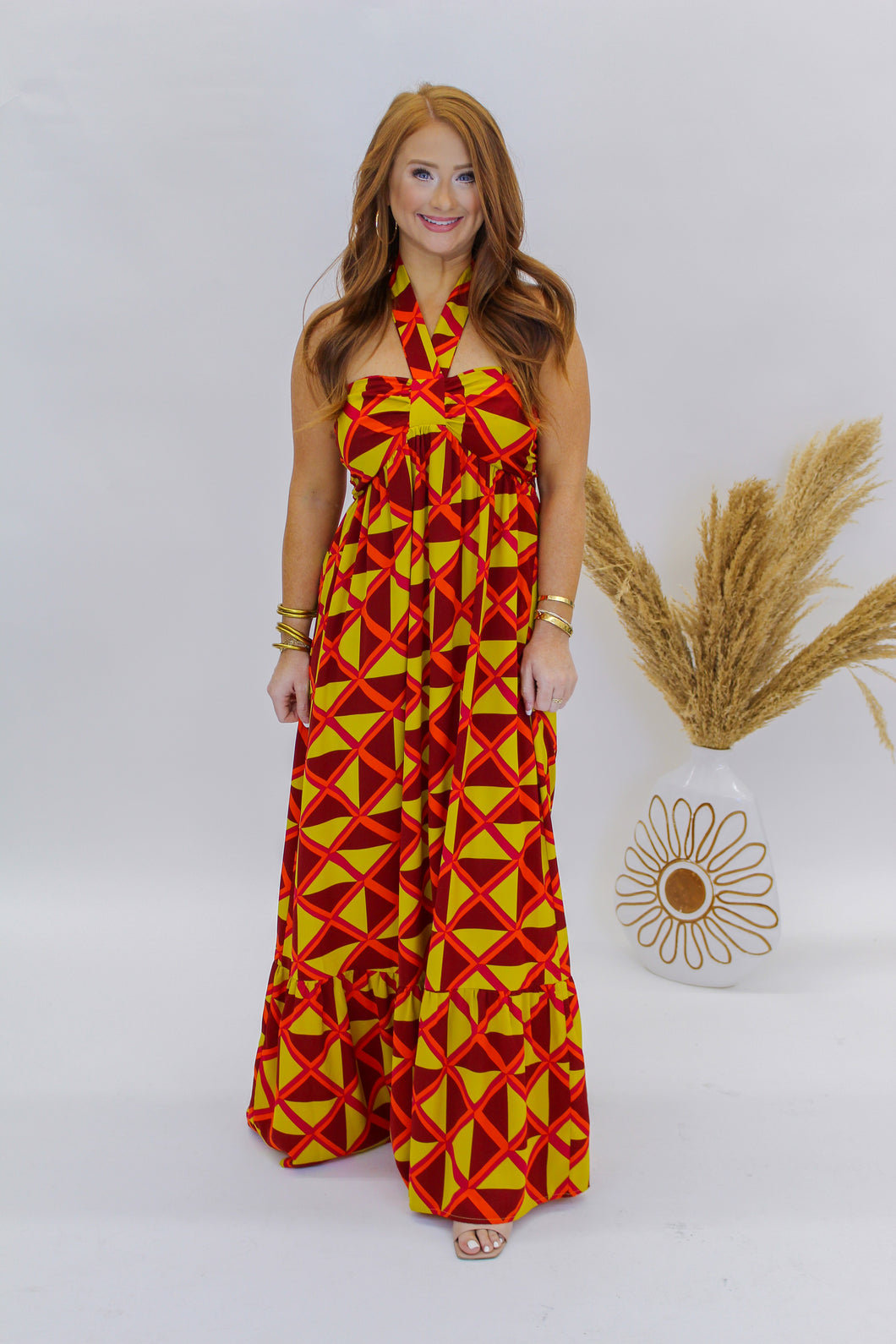 Feel Good Halter Maxi Dress- Chartreuse