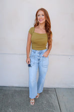 Load image into Gallery viewer, Calver Ruched Knit Top- Olive
