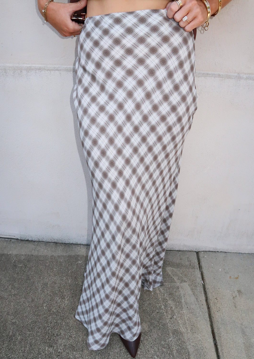 Dean Plaid Midi Skirt-Brown