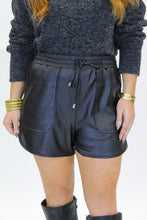 Load image into Gallery viewer, Toni Faux Leather Shorts-Black
