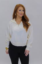 Load image into Gallery viewer, Settle Down Half Sip Pullover- Off White
