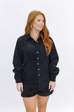 Load image into Gallery viewer, Take Forever Corduroy Button Romper- Black
