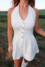 Load image into Gallery viewer, Small Town Talk Romper- White
