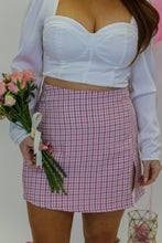 Load image into Gallery viewer, Tyler Plaid Slit Skirt- Blush
