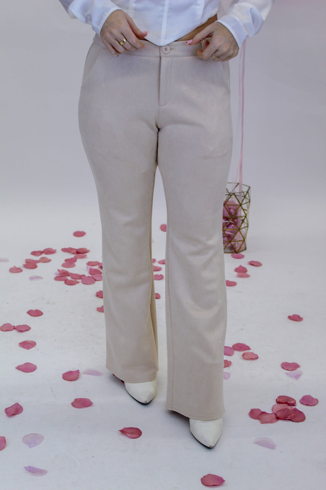 Play It Right Kick Flare Pants- Cream