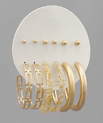 6 Pair Studs & Hoops