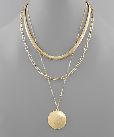 Medallion & Chain Layer Necklace