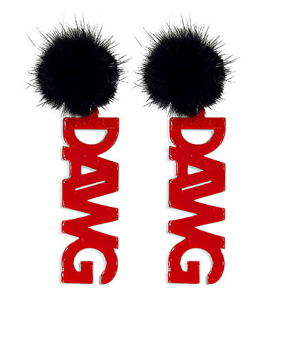 PomPom DAWG Letter Earrings