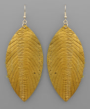 Load image into Gallery viewer, Leather Marquise Feather Earrings
