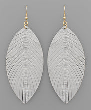 Load image into Gallery viewer, Leather Marquise Feather Earrings
