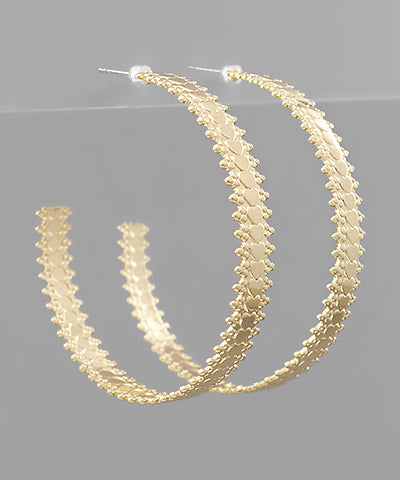 Textured Heart Pattern Hoops