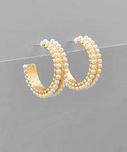 Load image into Gallery viewer, 2 Row Pearl Hoops
