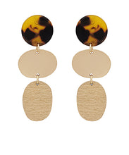 Load image into Gallery viewer, Acetate &amp; Metal &amp; Wood 3 DropEarrings
