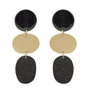Load image into Gallery viewer, Acetate &amp; Metal &amp; Wood 3 DropEarrings
