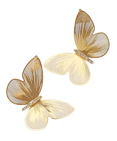 Brass Filigree Butterfly Earrings