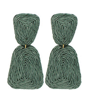 Load image into Gallery viewer, Wrapped Raffia 2 Trapezoid Earrings
