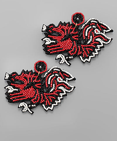 Beaded Gamecock Earrings