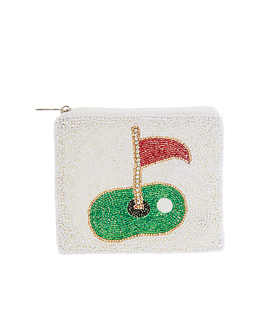 Handmade Golf Seed Bead Coin Pouch