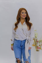 Load image into Gallery viewer, Carmen Button Down Tie Front Shirt- Cream
