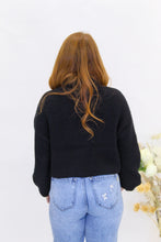 Load image into Gallery viewer, Carry Ballon Sleeve Cropped Turtle Neck- Black
