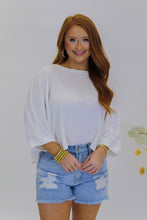 Load image into Gallery viewer, Flirty Flair Relaxed Sleeve Top- Cream
