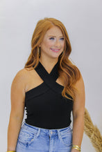 Load image into Gallery viewer, Girls Night Criss Cross Halter Bodysuit- Black
