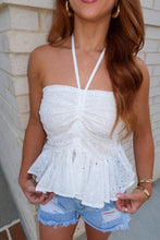 Load image into Gallery viewer, Wren Smocked Halter Top-White
